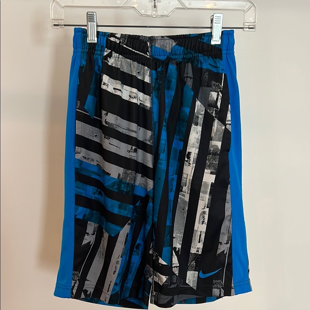 Nike Black and Blue Graphic Basketball Shorts for Boys